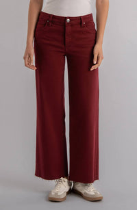 KUT FROM THE KLOTH JEAN HIGH RISE FLARE PANTS in red - women's jeans
