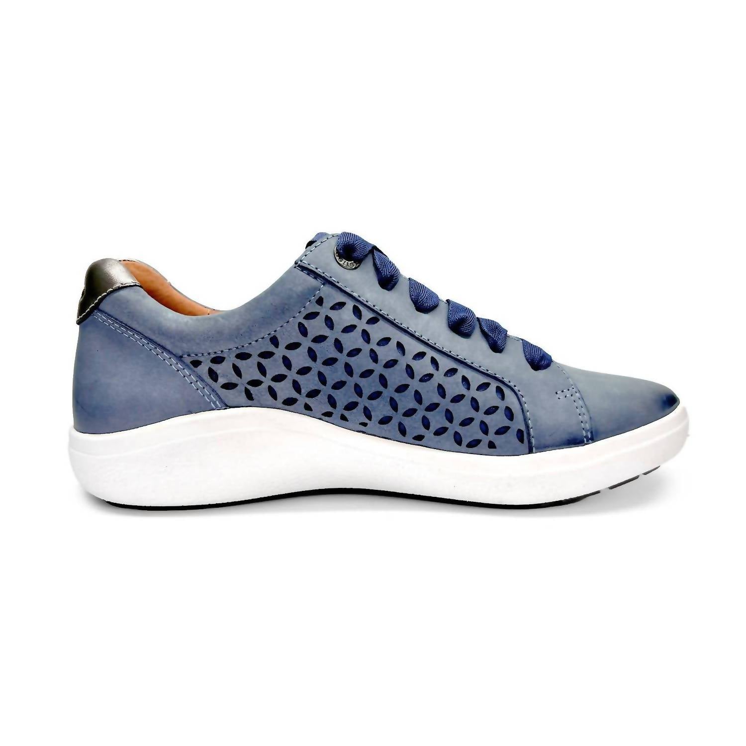 Aetrex Women's Courtney Lace Up Sneakers in blue cutout - women's sneaker - detail view