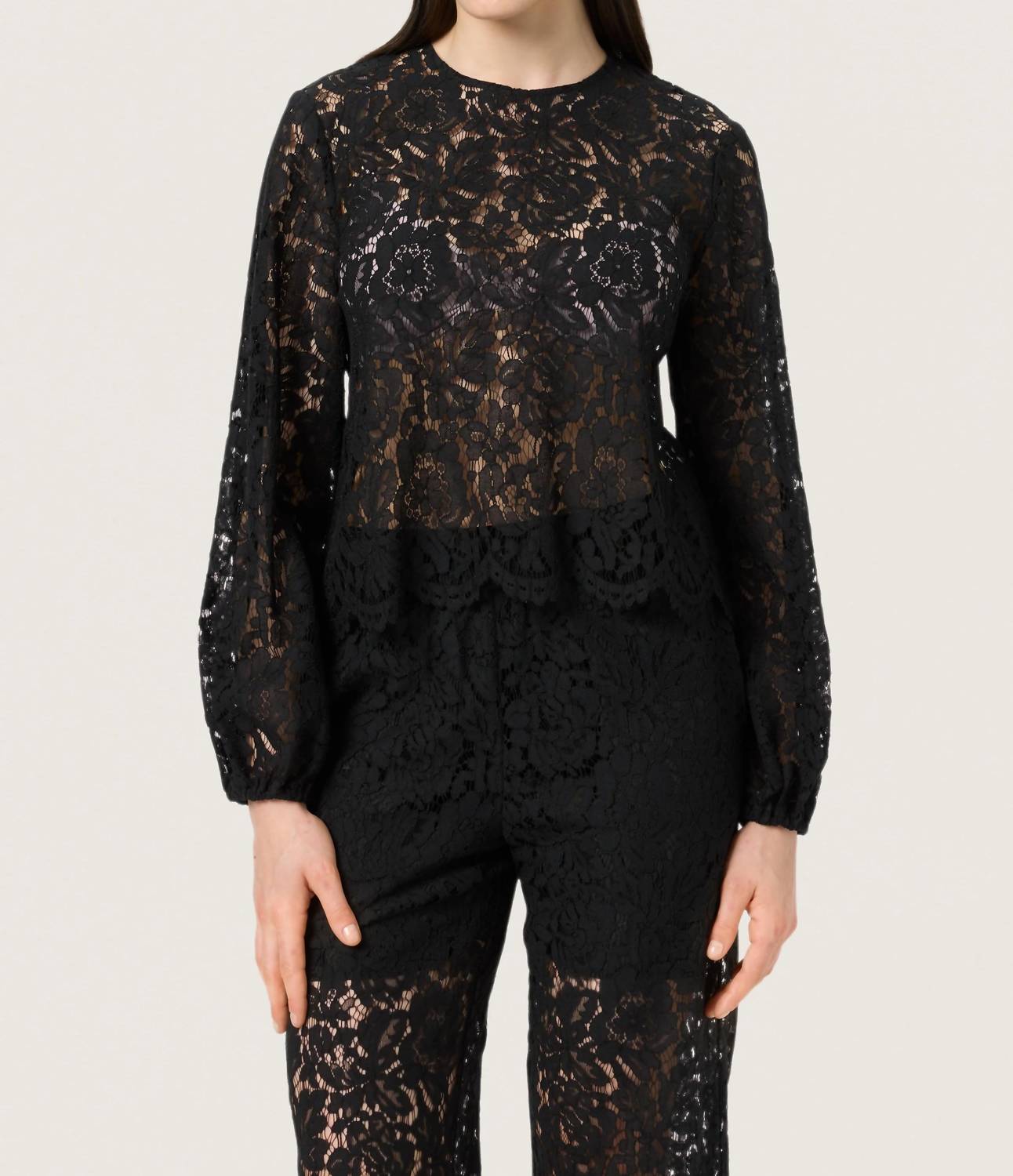 Soaked In Luxury - Slhanni Round Neck Lace Blouse