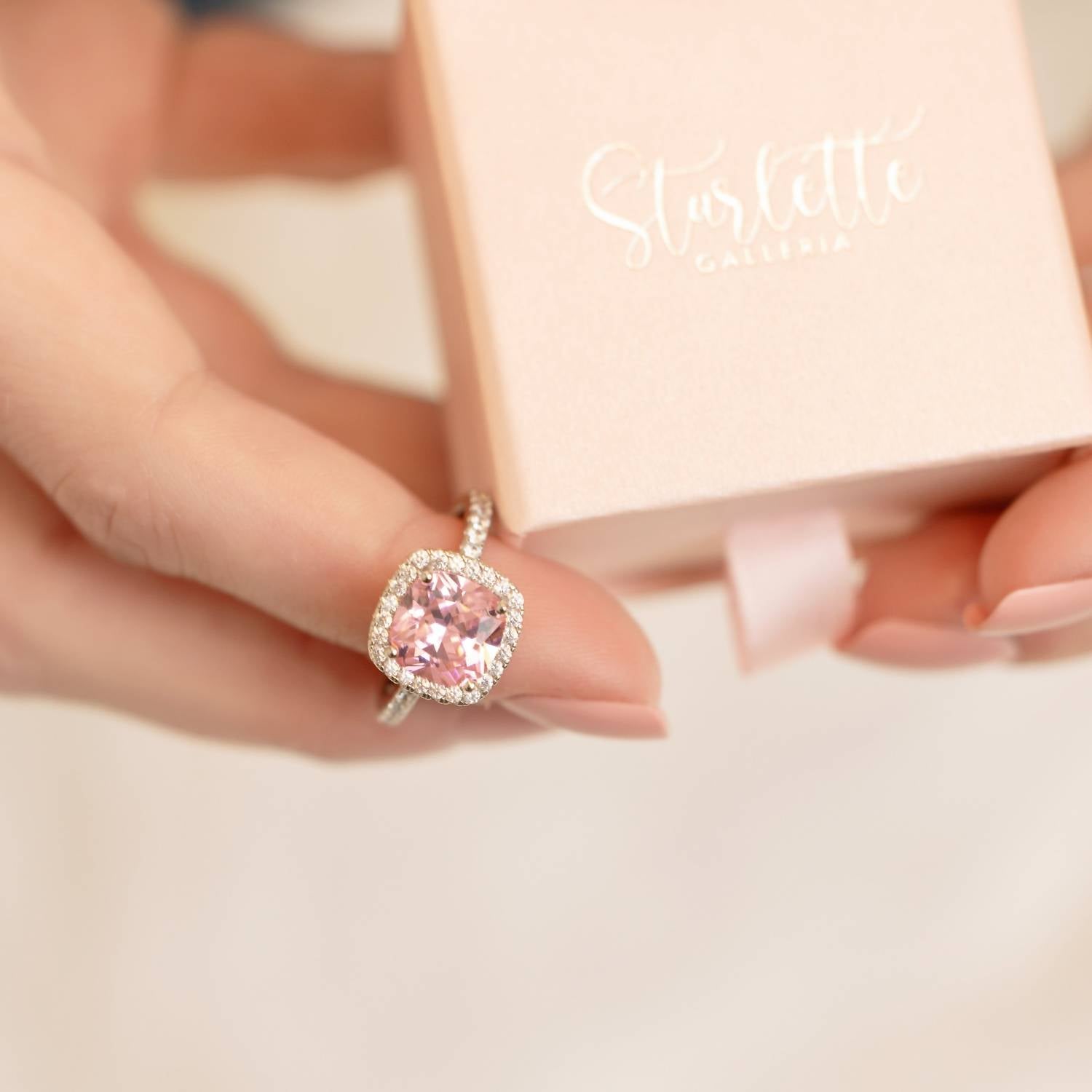 Starlette Women's Hannah Engagement Ring in pink - women's jewelry - detail view
