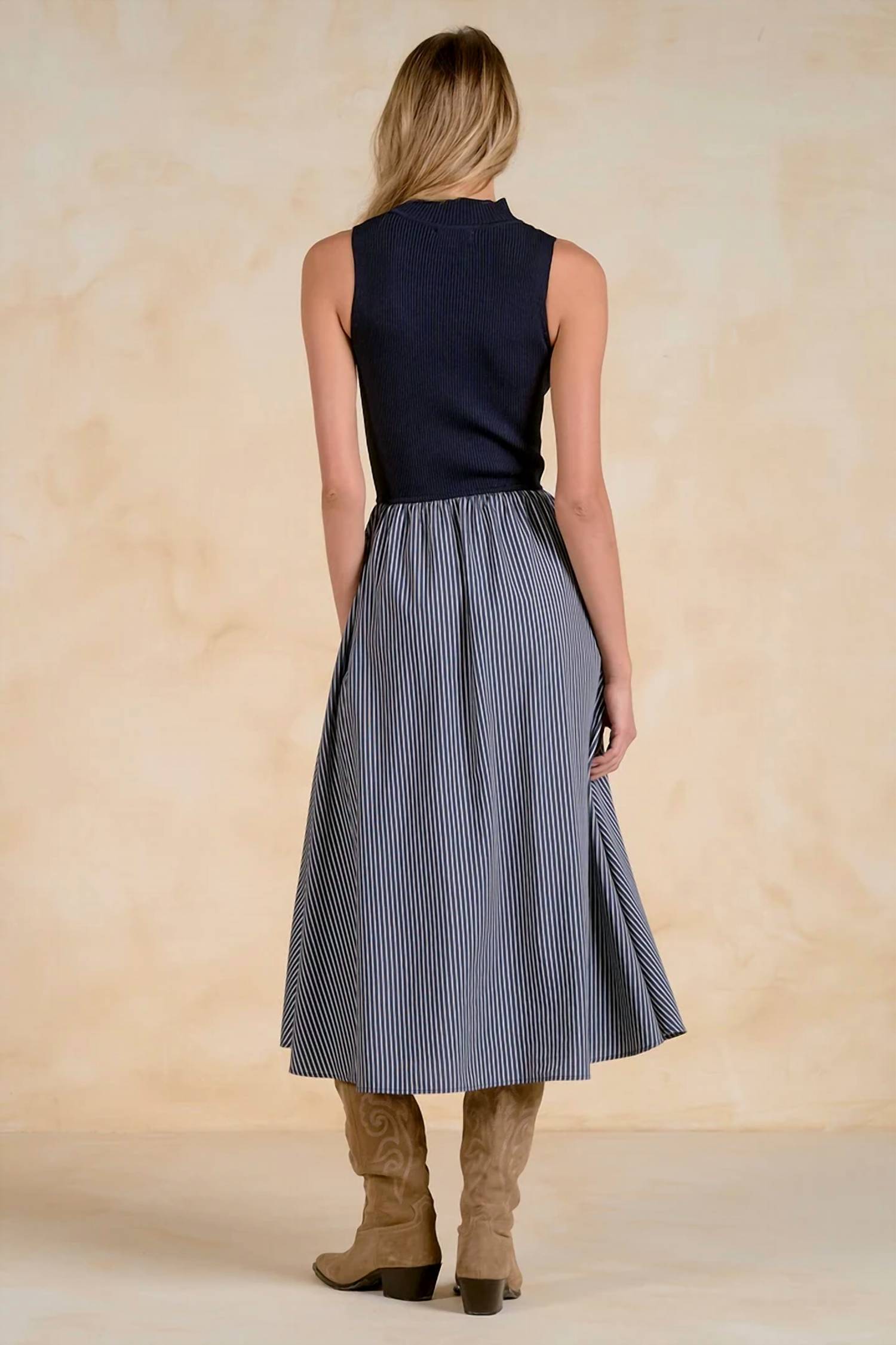 Elan - Mixed Media Striped Dress