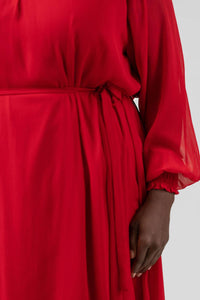 Mat Fashion - Long Sleeve Georgette Dress - Plus