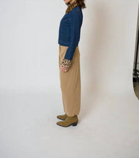 Central Park West Gia Denim And Fur Jacket in blue and brown - women's jacket - alternate view