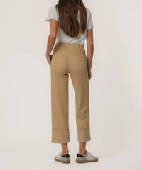KUT FROM THE KLOTH Sienna High Rise Straight Leg Pants in khaki - women's pants - detail view