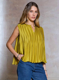 Current Air - Pleated Sleeveless Cropped Top