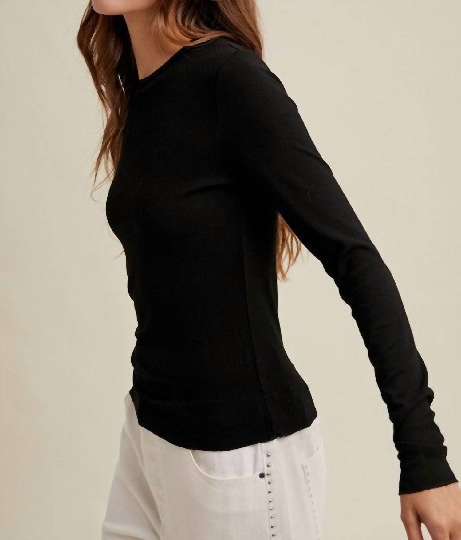 WISHLIST Just Your Basic Long Sleeve Tee in black - women's long sleeve top - view 4