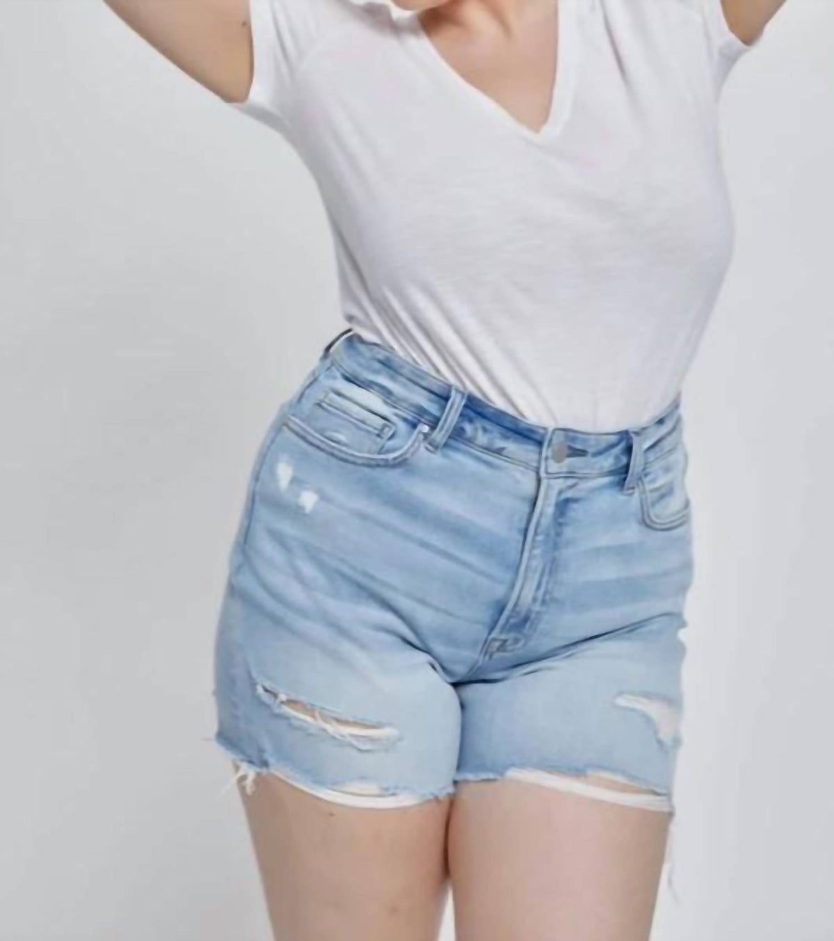 Mica Denim - Sophie Distressed High Rise Shorts