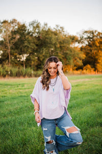Blue B Hallie Studded Top in lavender - women's sweater - detail view