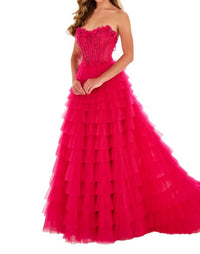 Ellie Wilde - Tiered Ruffle Gown With Sheer Corset Bodice
