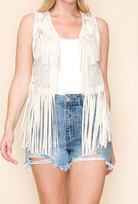 Vocal Apparel - Western Lace/fringe Vest - Plus