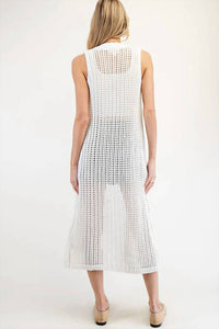 Ee:Some - Delightful Destiny Crochet Sleeveless Maxi Cardigan