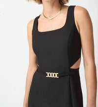 Joseph Ribkoff - Waist Cutout Square Neck Sleeveless Sheath Dress
