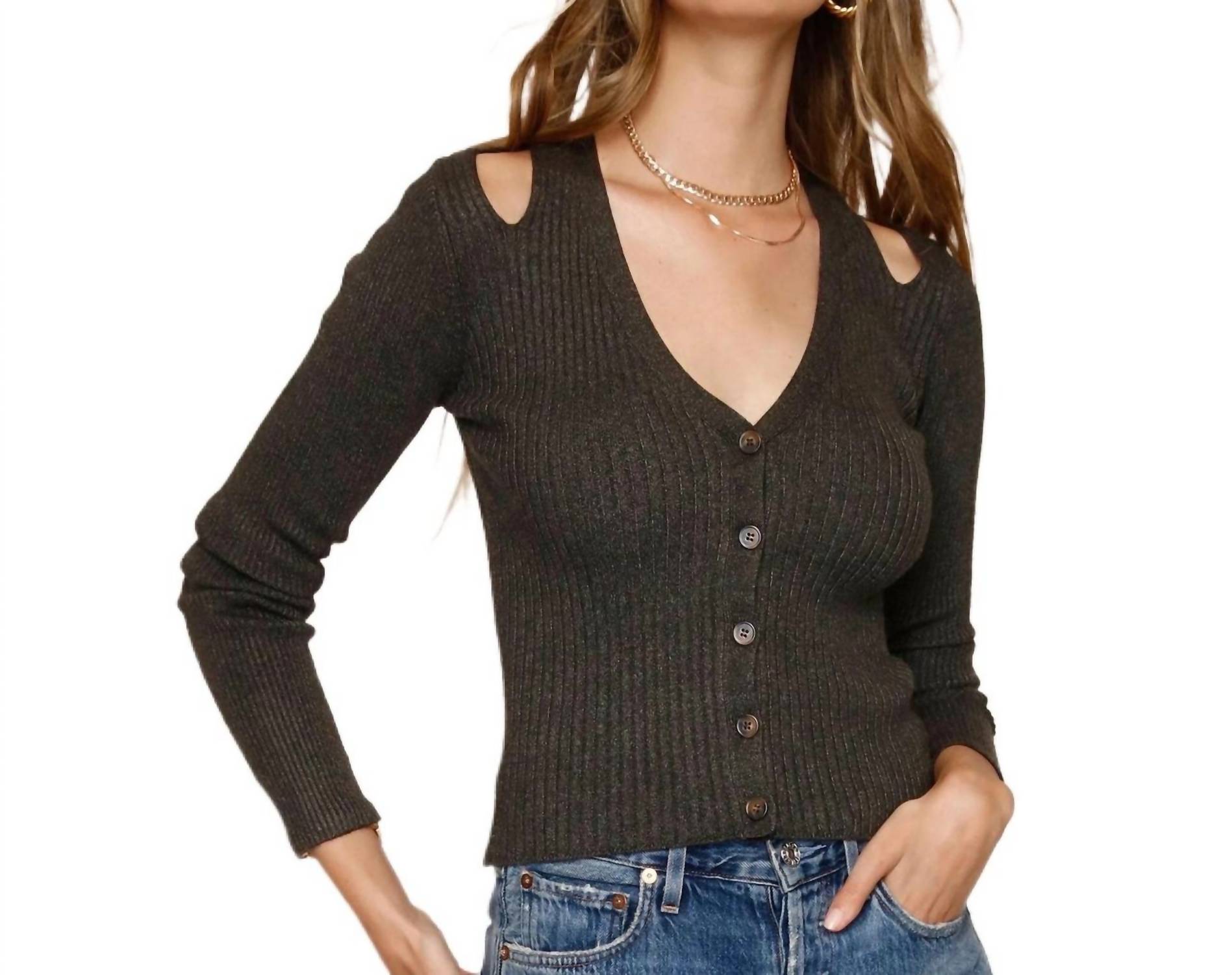 Heartloom - Amity Cardi Ribbed Sweater