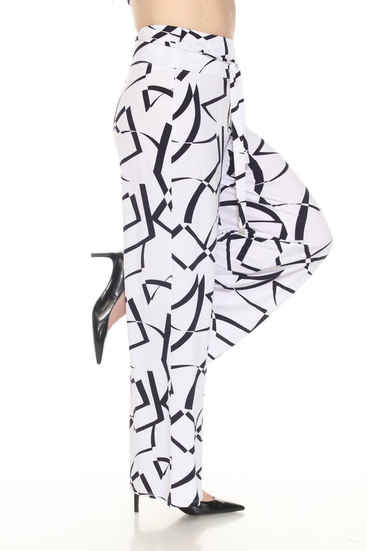 Joseph Ribkoff - Geometric Belted Wide Leg Pants