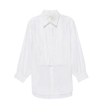 THE GREAT. The Victorian Tux Top in white - women's shirt - detail view
