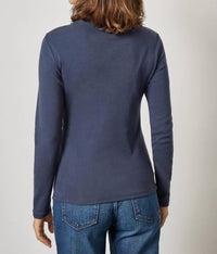 Lilla P Long Sleeve Turtleneck Tee in dark navy 1 - women's long sleeve top - detail view