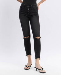 Vervet By Flying Monkey - High Rise Button Fly Distressed Crop Skinny Jeans