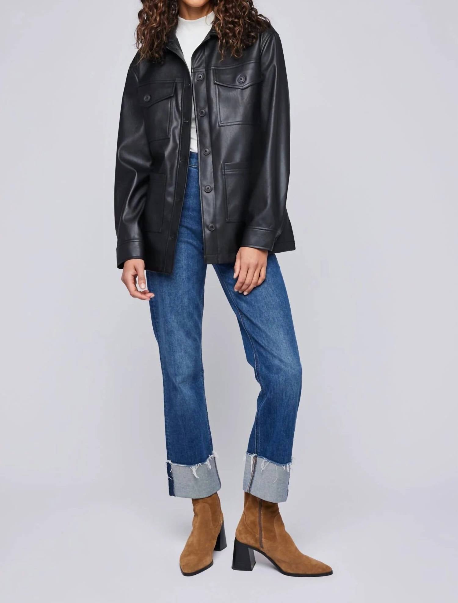 Gentle Fawn - Grenadine Faux Leather Belted Trench Jacket