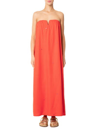 dress to Sequin Embroidered Maxi Dress in guava red - women's dress