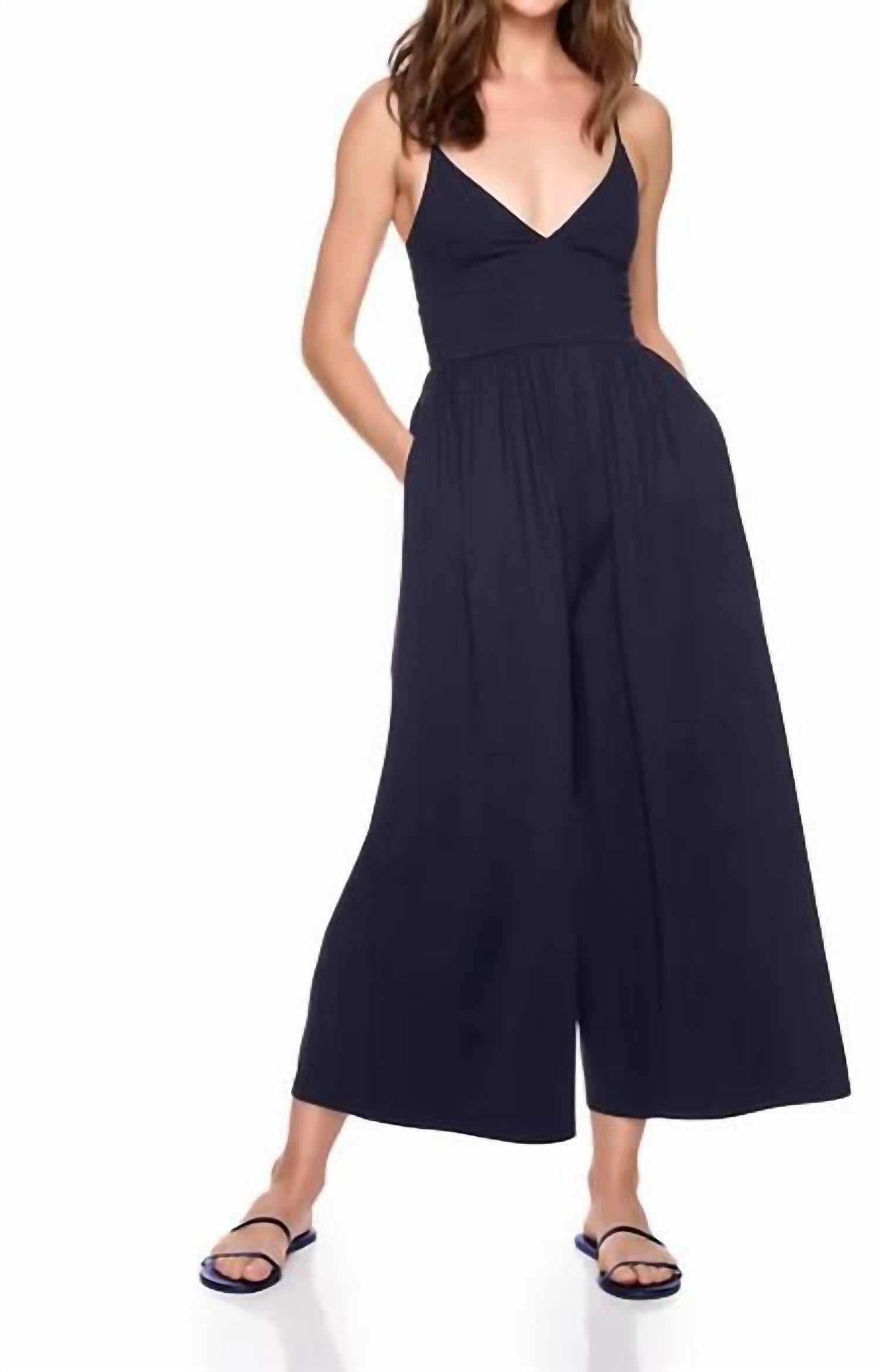 Susana Monaco Slip Top Jumpsuit in midnight - women's pants