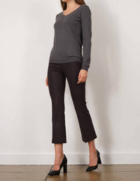 Avenue Montaigne Leo Flare Cut Pants in flannel raisin - women's pants - detail view