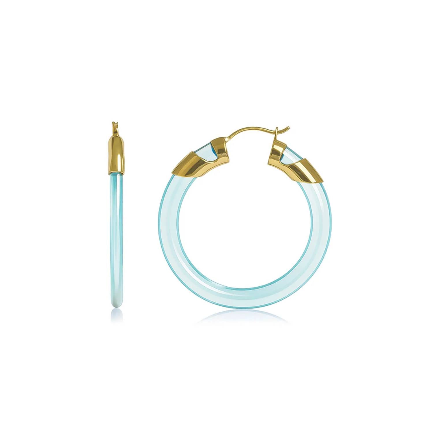 Gold & Honey - Women's Classic Flat Lucite Birthstone Hoop Earrings