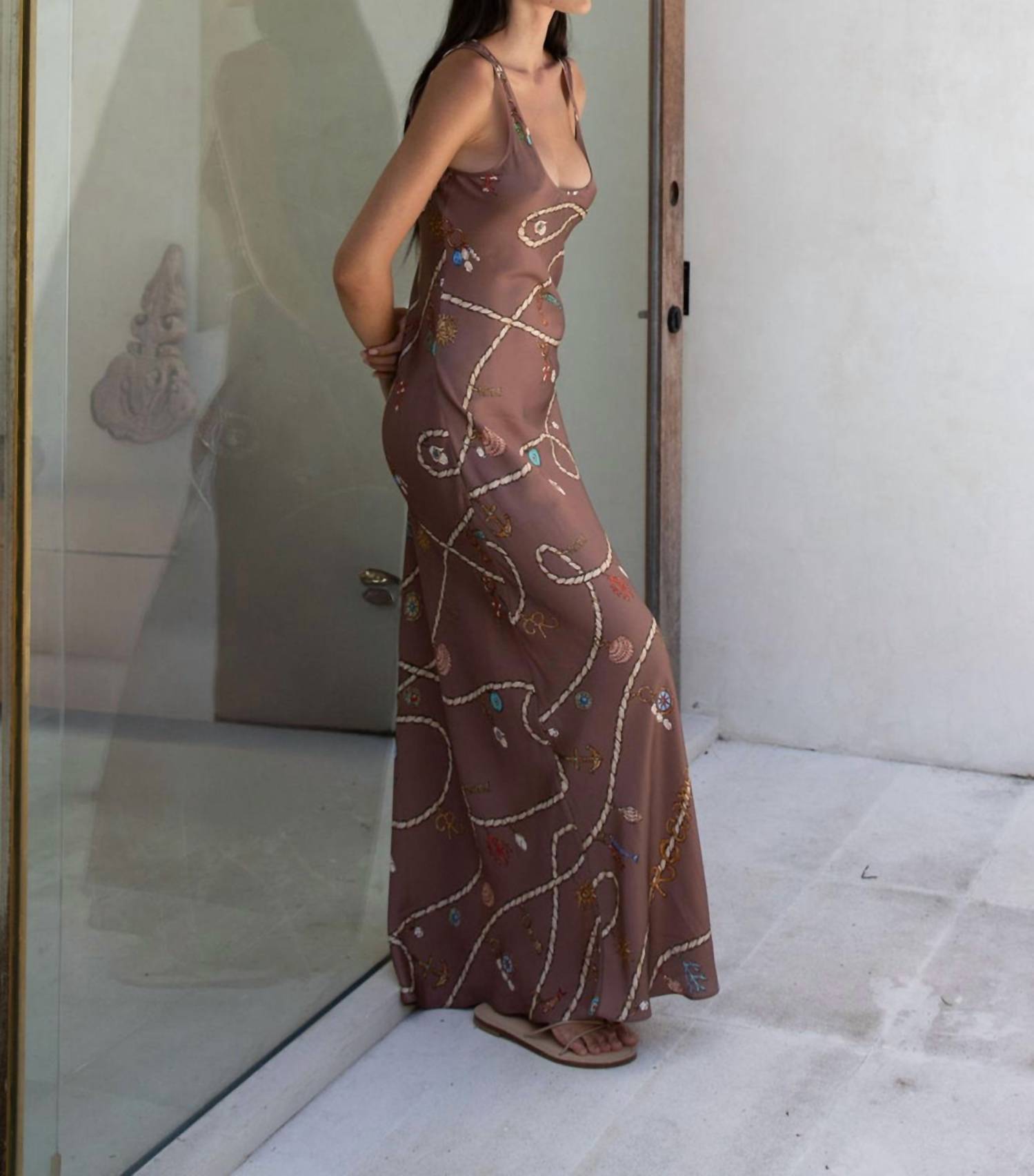 ROAME Jimena Maxi Dress in fortuna - women's skirt - detail view