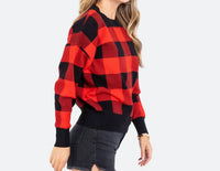 Sweet Lovely By Jen - Gingham Check Knit Sweater