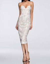 Terani Couture Strapless Short Embroidered Dress in ivory nude - women's dress
