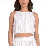 ELAN Halter Elastic Top in white - women's tank top