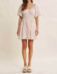 In February - Spring Airy Watercolor Mini Dress