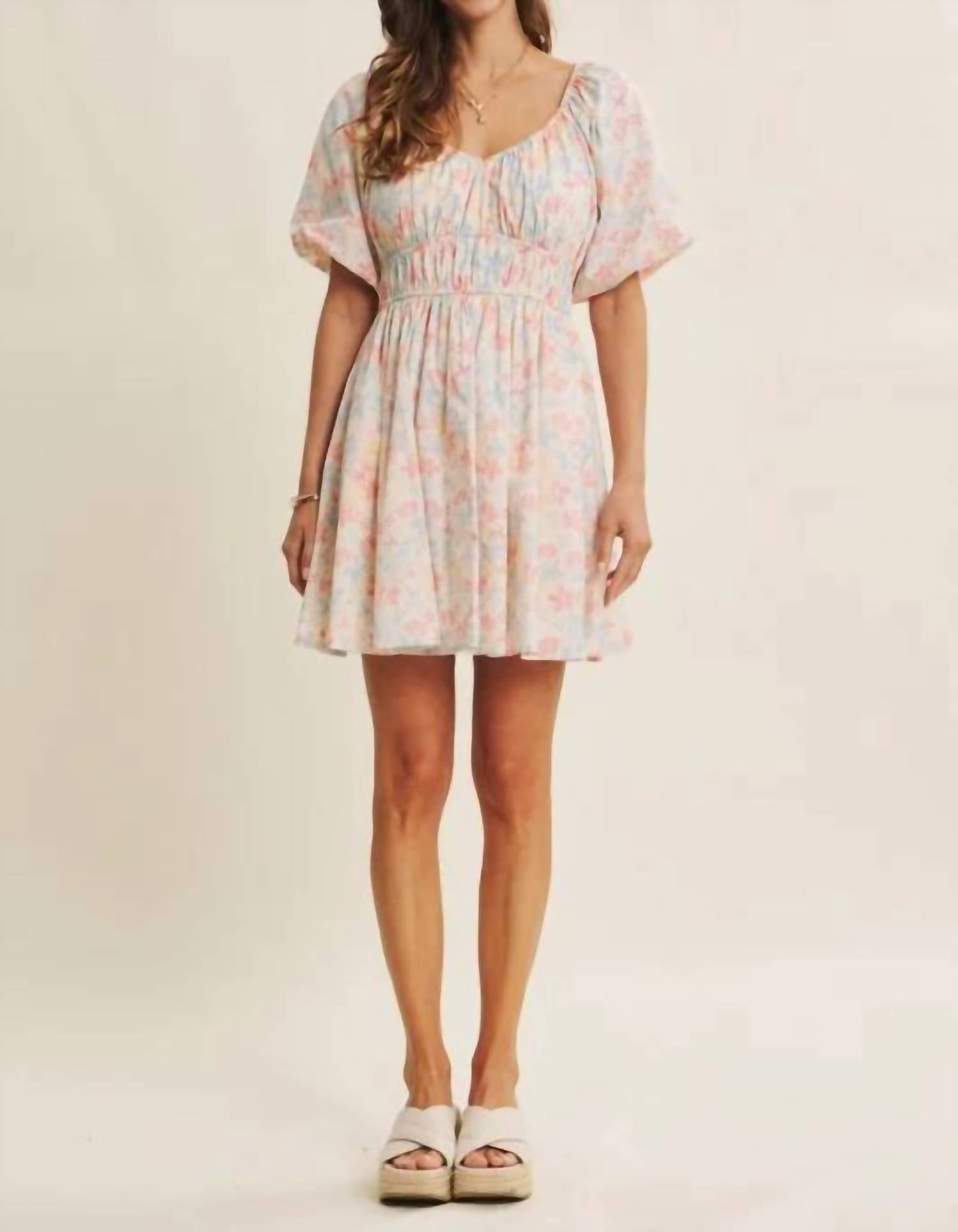 In February - Spring Airy Watercolor Mini Dress
