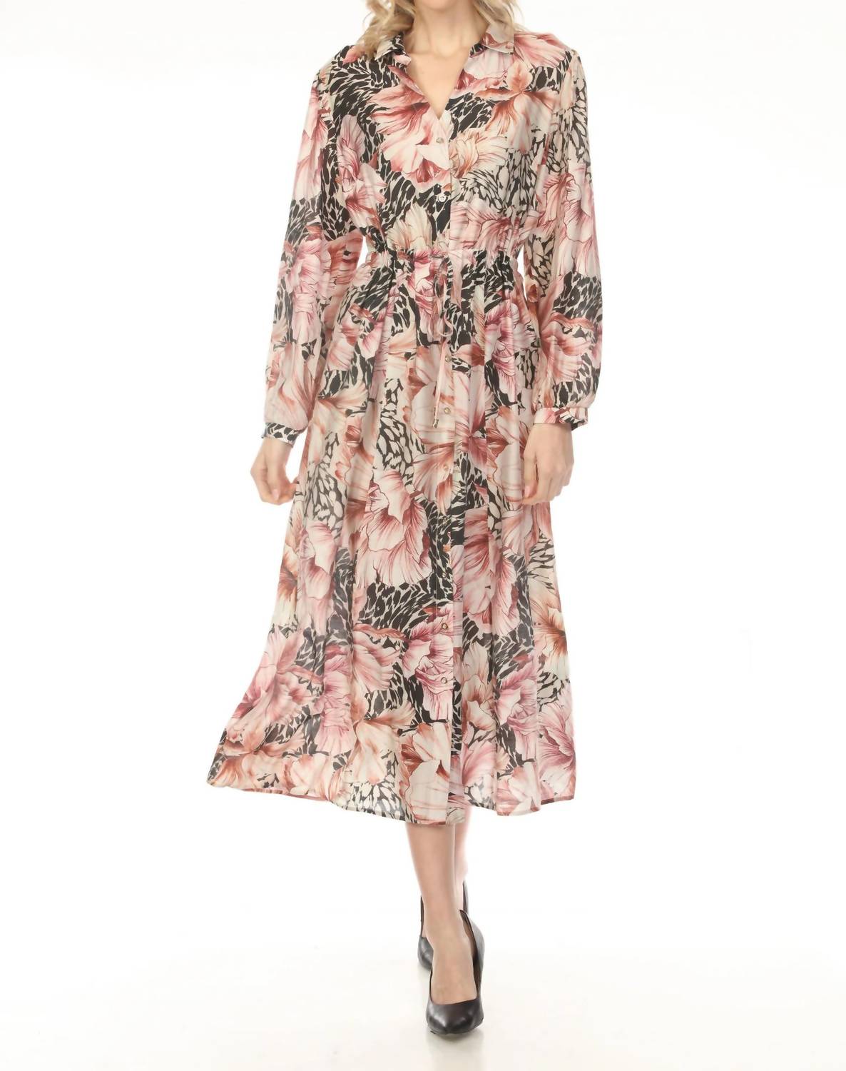Joseph Ribkoff - Floral Button Front Midi Dress