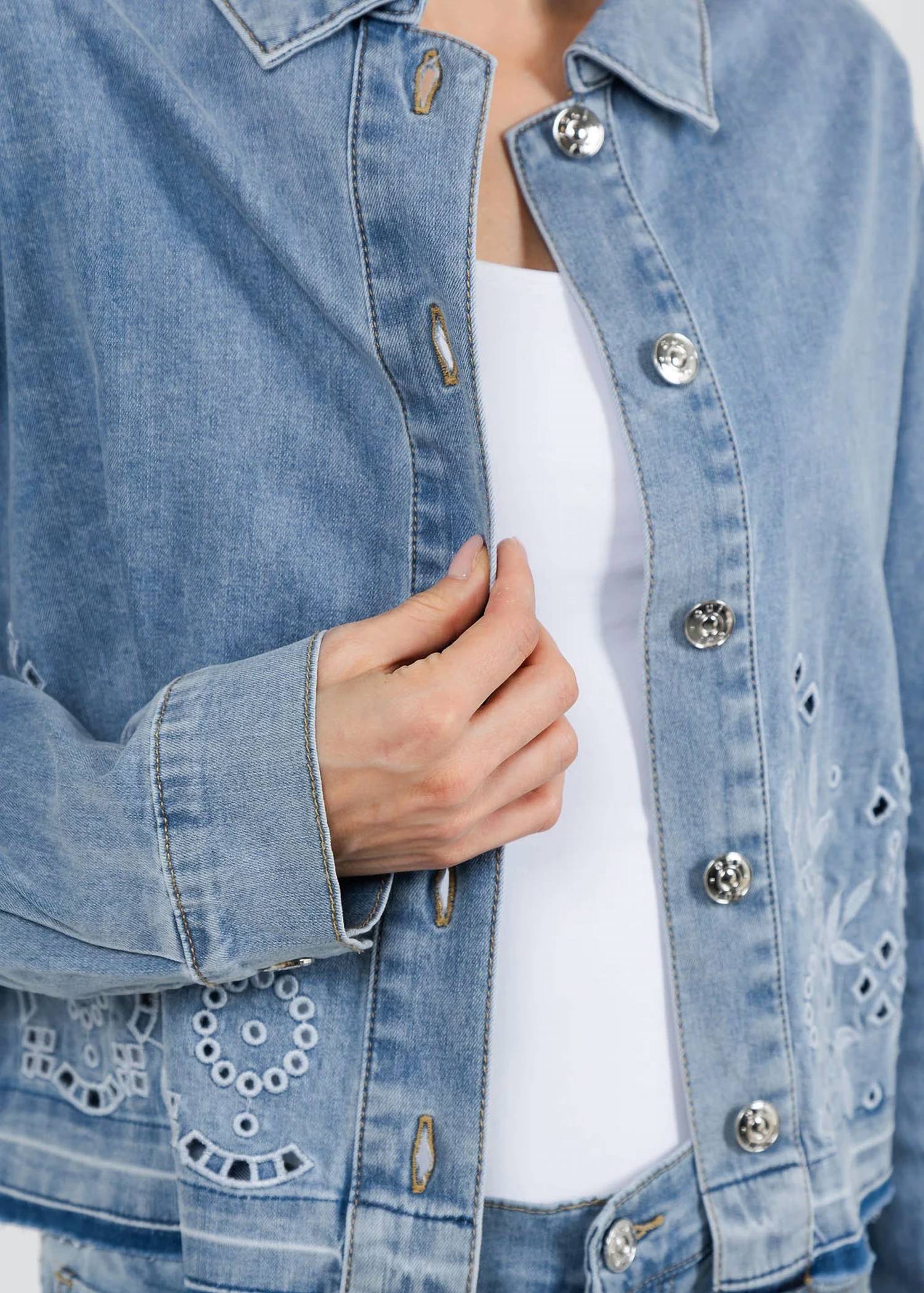 Oui - Embroidered Denim Jacket
