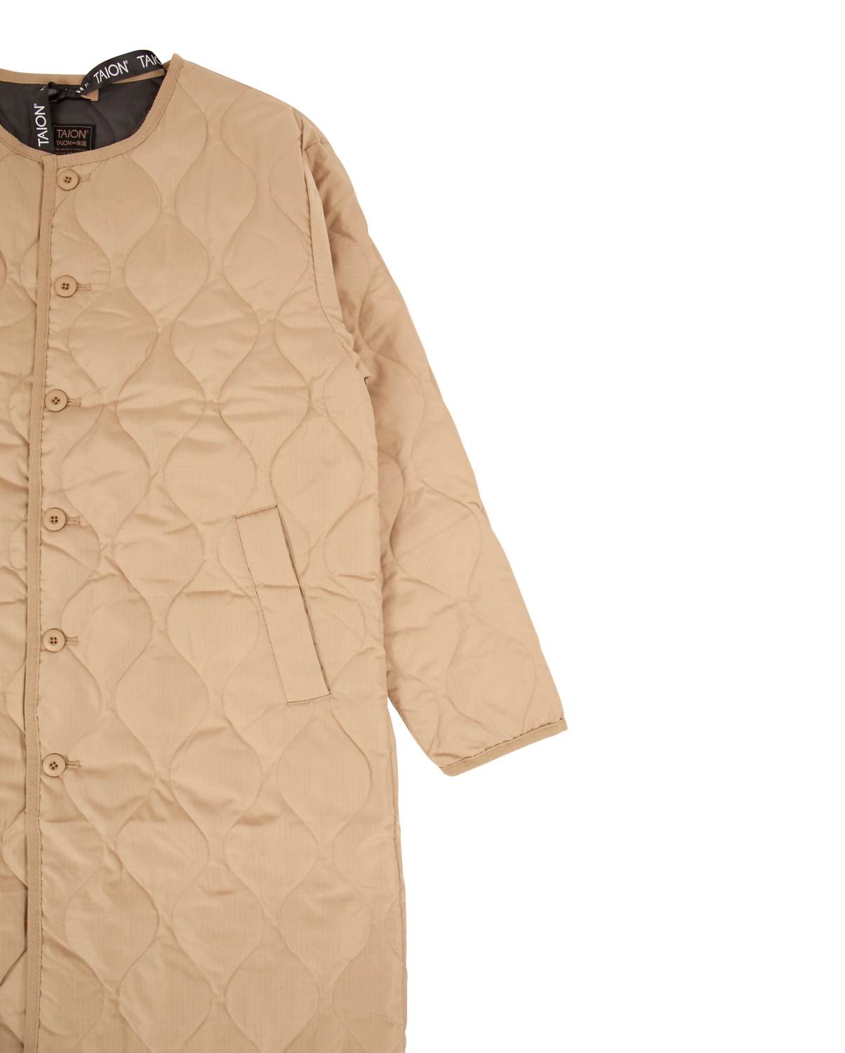 Taion - Women's Military Crew Neck Down Long Jacket