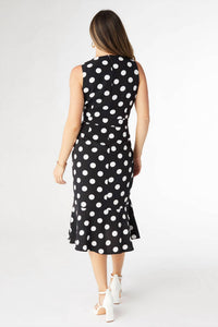 COCO + CARMEN Cynthia Sleeveless Polka Dot Dress in black white - women's dress - detail view