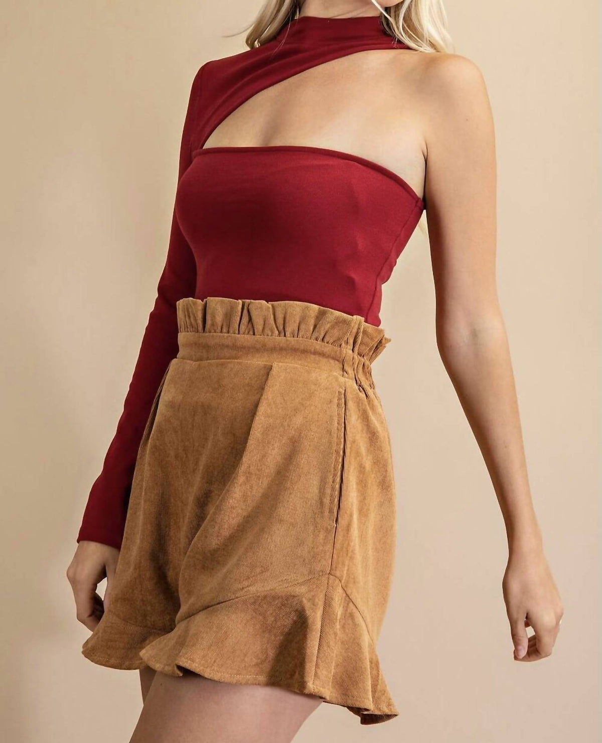Glam - Alyssa One Shoulder Cut Out Bodysuit