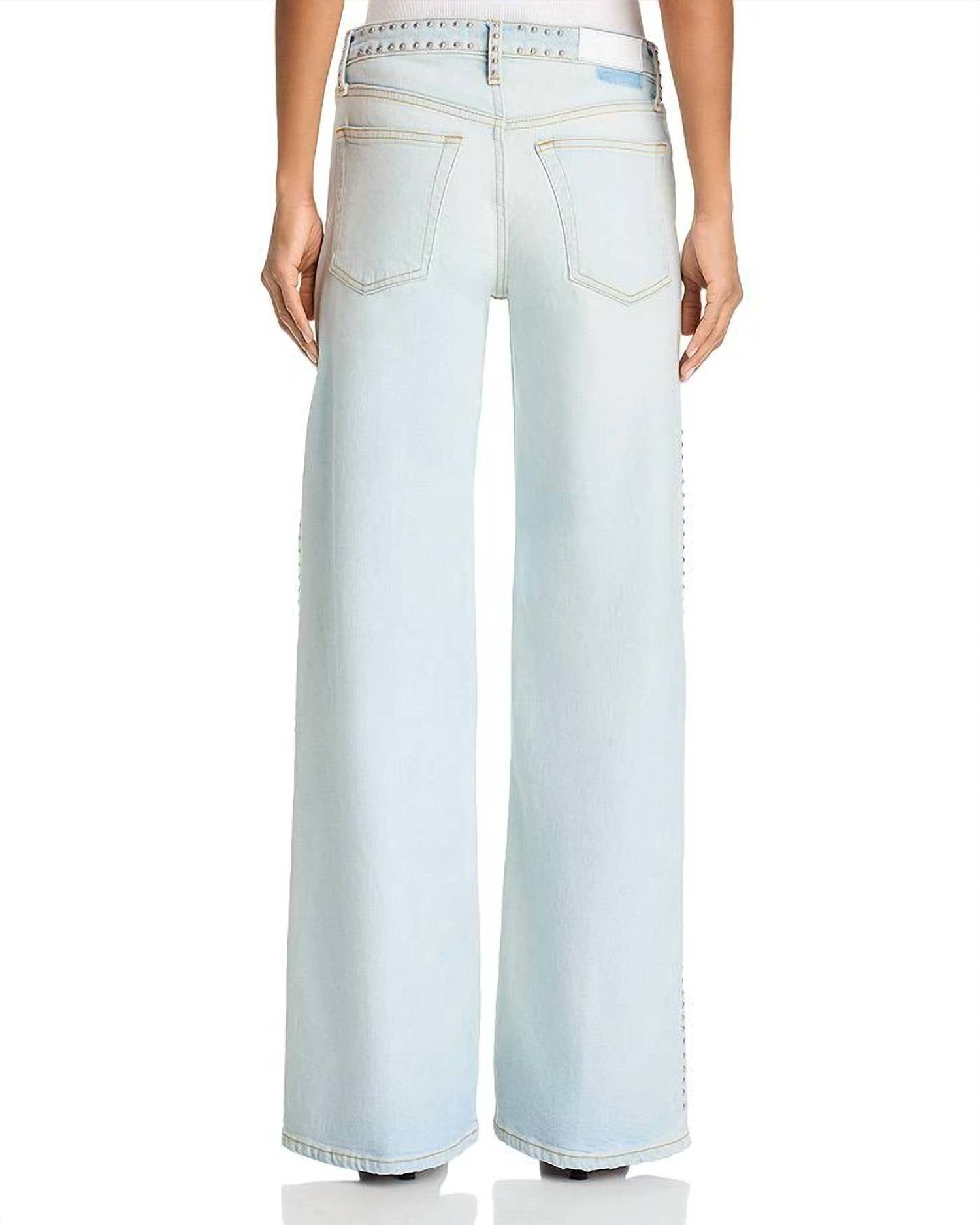 Re/Done - Studded Mini Rise Wide Leg Jeans