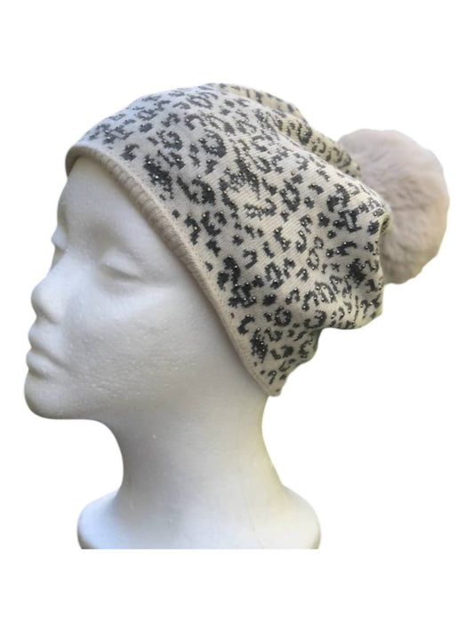 Haute Shore - Women's Snow Leopard Sparkle With Pom Hat