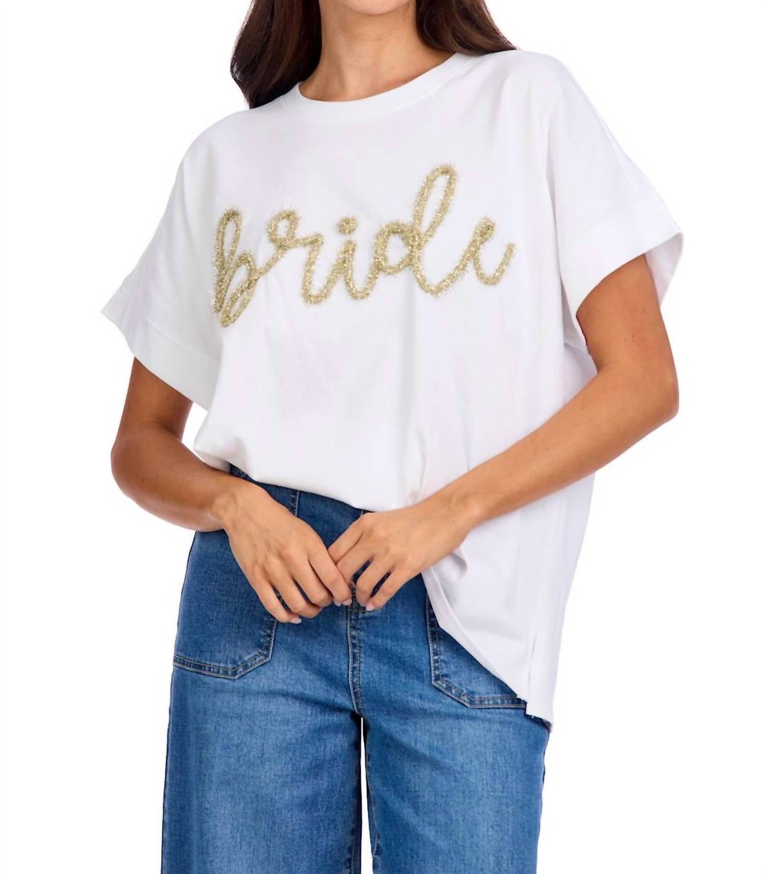 mudpie Bride Sparkle Top in white - women's shirt - alternate view