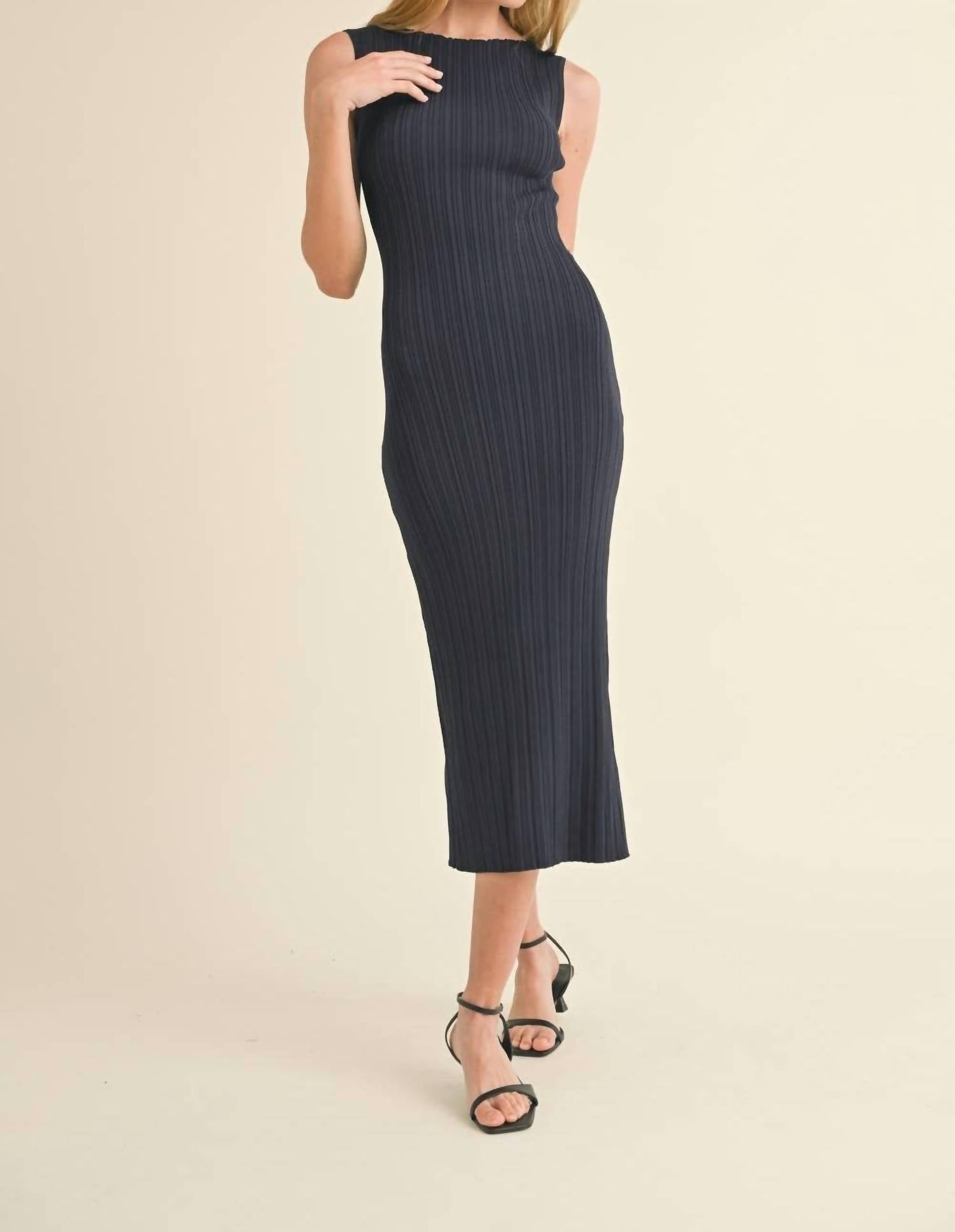 Miou Muse - Rib Knit Sleeveless Midi Dress