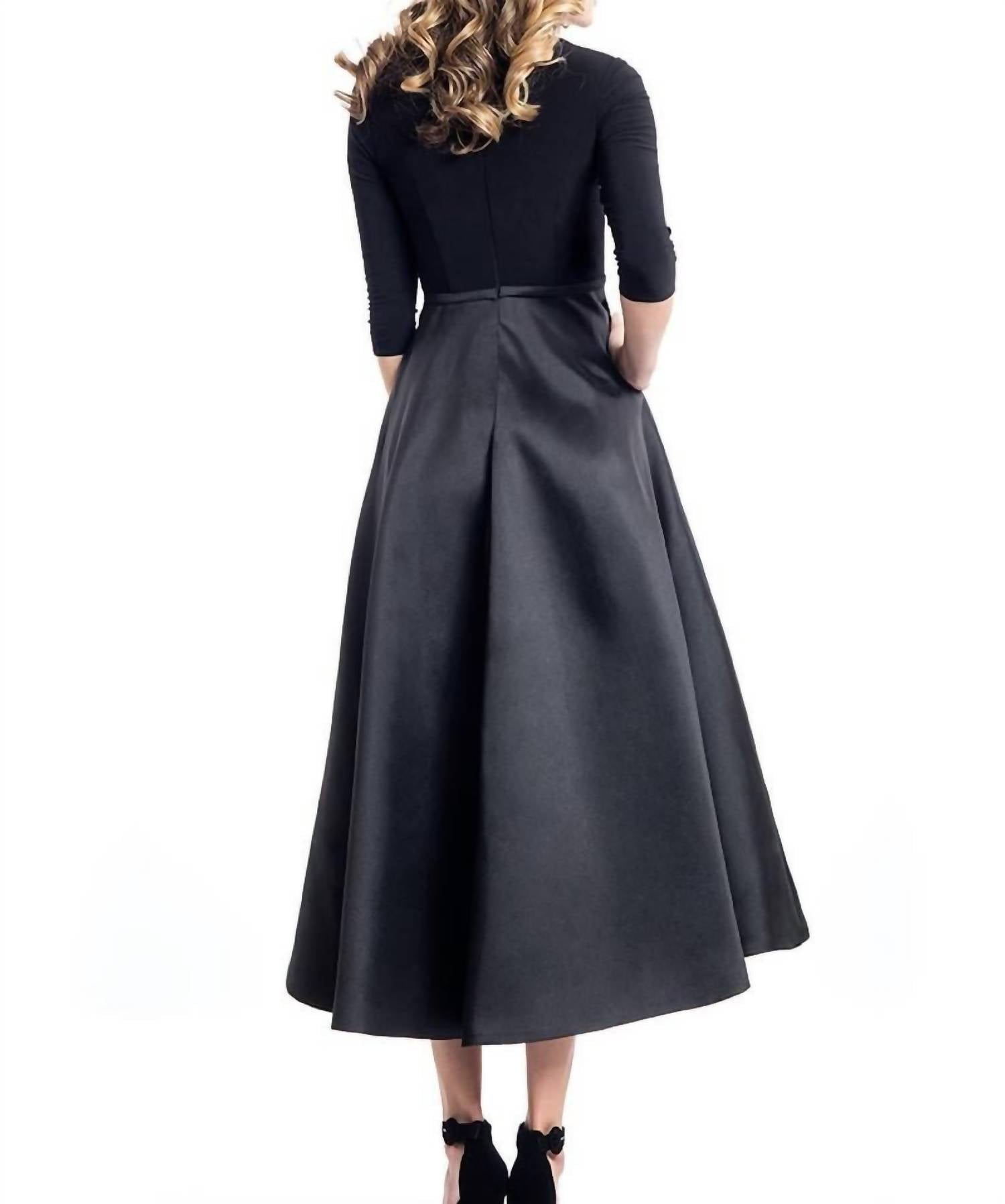 Rachel Allan - Deep V-neck Choker Knee Length Formal Dress