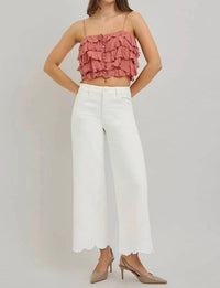 Risen - Francesca Embroidered High Rise Crop Jeans