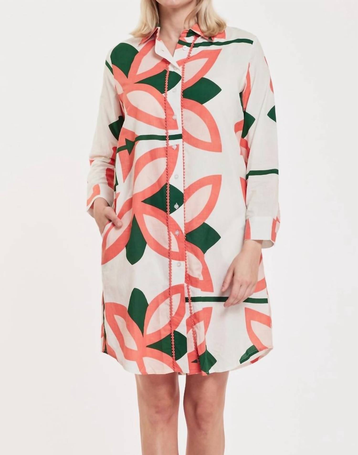 Modaposa - Carlotta Midi Shirt Dress Moroccan Picturesque