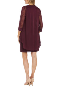 R&M Richards - Rhinestone Neck Metallic Jacket Dress