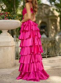 Sherri Hill Passion Cascade Evening Dress in fuchsia - women's dress