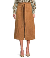 APNY Vegan Suede Skirt in caramel 1 - women's skirt