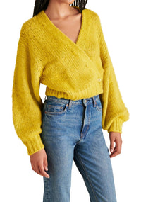 STEVE MADDEN Kyan Cardigan in lime green - women's cardigan - detail view