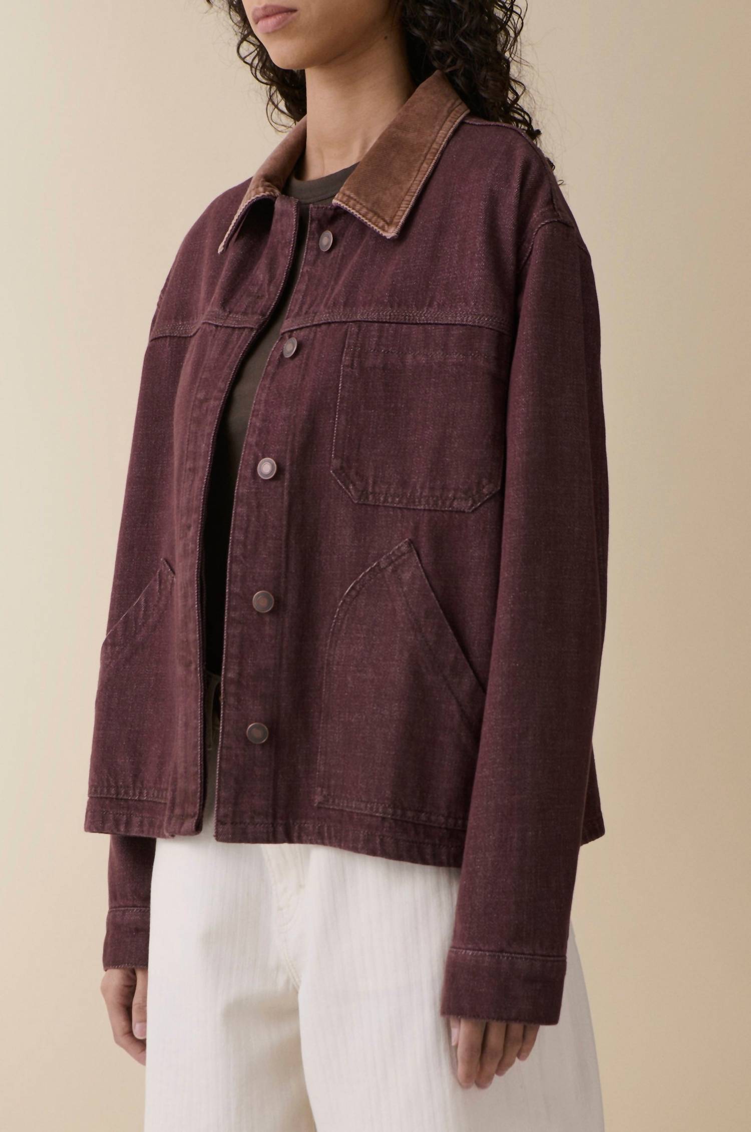 Jeanerica Nua Long Sleeve Denim Jacket in burgundy rinse - women's jacket - view 4
