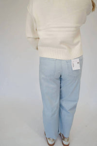 Vervet By Flying Monkey - High Rise Coastal Stripe Barrel Leg Jeans